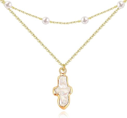 Paperclip Chain Necklace 14K Gold Paper Clip Necklace for Women Non Tarnish with Open Oval Zircon Pendant, Dainty Layered Choker as Gold Jewelry Set for Her Trendy Jewelry Summer Gifts in Kuwait