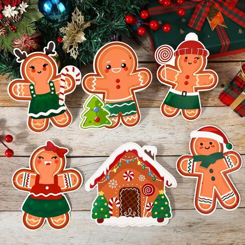 Konsait 45Pcs Gingerbread Cutouts - 6" Paper Gingerbread Man Christmas Cutouts for Classroom Home Office, Christmas Decorations in Saudi Arabia