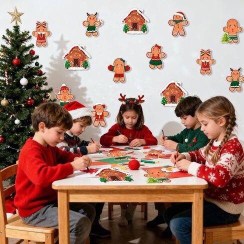 Konsait 45Pcs Gingerbread Cutouts - 6" Paper Gingerbread Man Christmas Cutouts for Classroom Home Office, Christmas Decorations in Saudi Arabia
