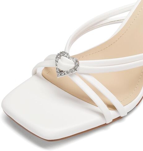 Women's Kitten Heels Sandals Rhinestone Square Open Toe Low Heels Slip On Heeled Sandals for Dress Casual Party Wedding Comfortable Summer Mules Shoes in Saudi Arabia