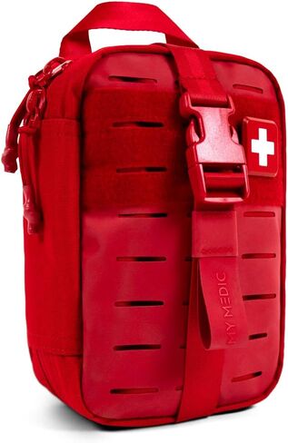 مجموعة الإسعافات الأولية My Medic MyFak Mini Pro - صغيرة وخفيفة الوزن للتخييم والمشي لمسافات طويلة وحقائب الظهر - 70 عنصرًا IFAK مع عاصبة - HSA/FSA رائعة للسفر - أحمر in Kuwait