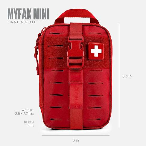 مجموعة الإسعافات الأولية My Medic MyFak Mini Pro - صغيرة وخفيفة الوزن للتخييم والمشي لمسافات طويلة وحقائب الظهر - 70 عنصرًا IFAK مع عاصبة - HSA/FSA رائعة للسفر - أحمر in Kuwait