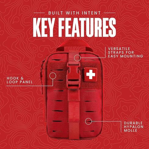 مجموعة الإسعافات الأولية My Medic MyFak Mini Pro - صغيرة وخفيفة الوزن للتخييم والمشي لمسافات طويلة وحقائب الظهر - 70 عنصرًا IFAK مع عاصبة - HSA/FSA رائعة للسفر - أحمر in Kuwait