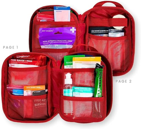 مجموعة الإسعافات الأولية My Medic MyFak Mini Pro - صغيرة وخفيفة الوزن للتخييم والمشي لمسافات طويلة وحقائب الظهر - 70 عنصرًا IFAK مع عاصبة - HSA/FSA رائعة للسفر - أحمر in Kuwait
