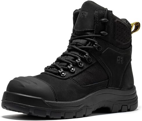 ROCKROOSTER Stowe - أحذية سلامة العمل للرجال بمقدمة مركبة ASTM F2413-18 M/I/C EH، أحذية صناعية خفيفة الوزن مقاومة للانزلاق، جلد نوبوك مع بطانة مقاومة للماء HYDROGUARD CP212 in Saudi Arabia