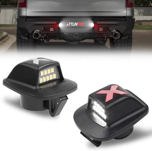 LED License Plate Light Compatible with Dodge Dakota 1997-2011 Pickup Truck, License Plate lights Lamp Lens Cover Black Housing with 6000K White LED Bulbs, Pack of 2 in Kuwait