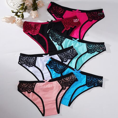 6 Pack Women's Underwear - Panties for Women Women's Low-Rise Side Cut-Out Lace Underwear Sexy Comfortable Briefs in Saudi Arabia