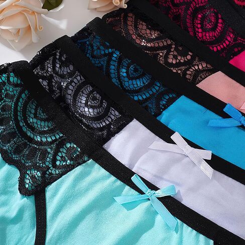 6 Pack Women's Underwear - Panties for Women Women's Low-Rise Side Cut-Out Lace Underwear Sexy Comfortable Briefs in Saudi Arabia