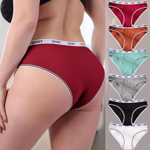 Women's Mid-Rise Underwear 6 Pack with Sport Waistband Breathable Assorted Colors in Saudi Arabia