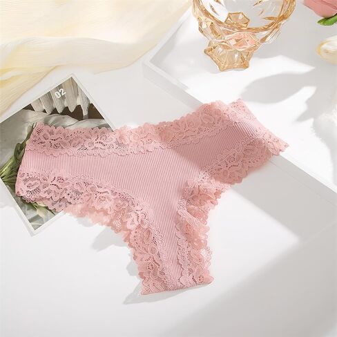 6 Pack Women's Lace Briefs Set - Panties for Women Soft Comfortable and Sexy Mid-Rise Cotton Underwear in Saudi Arabia