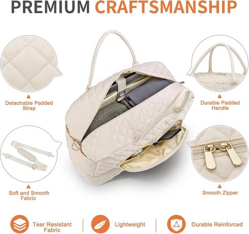 50L Large Travel Duffle Bag for Women, Weekender Overnight Bag W/Shoe Compartment+Wet Pocket+Toiletry Bag TSA Approved, Beige in Saudi Arabia