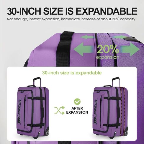 （20''/26''/30''）3-Piece Set,Luggage Sets 3 Piece,Rolling Duffle Bag w/Handle,Carry on Luggage Travel Duffle Bags for Man Women#Purple in Saudi Arabia