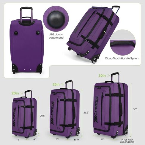 （20''/26''/30''）3-Piece Set,Luggage Sets 3 Piece,Rolling Duffle Bag w/Handle,Carry on Luggage Travel Duffle Bags for Man Women#Purple in Saudi Arabia