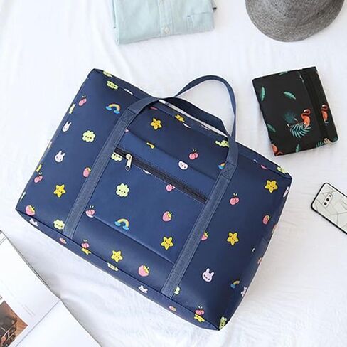 1pc Travel Storage Bag, Large Capacity Waterproof Folding Travel Bag, Portable Trolley Bag, Foldable Storage Bag,Navy Blue Rainbow in Saudi Arabia