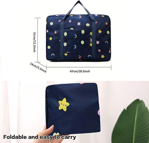 1pc Travel Storage Bag, Large Capacity Waterproof Folding Travel Bag, Portable Trolley Bag, Foldable Storage Bag,Navy Blue Rainbow in Saudi Arabia