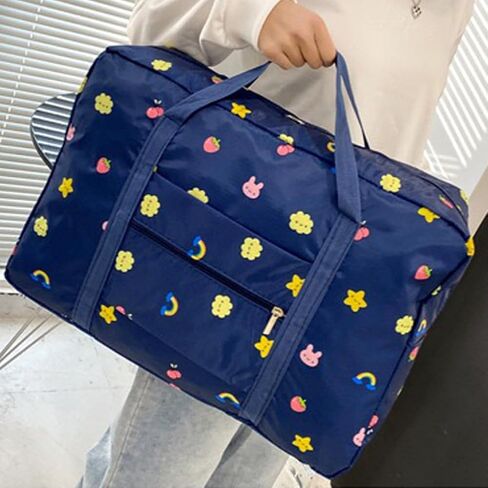 1pc Travel Storage Bag, Large Capacity Waterproof Folding Travel Bag, Portable Trolley Bag, Foldable Storage Bag,Navy Blue Rainbow in Saudi Arabia