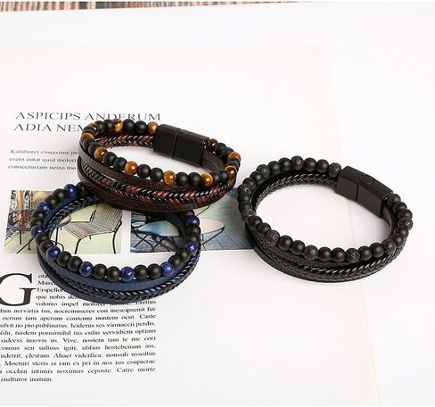 Tiger Eye Bracelet To My Son, Black Bead And Brown Leather Bracelet Guardian Bracelet From Mom And Dad Protection Jewelry Gift in Saudi Arabia