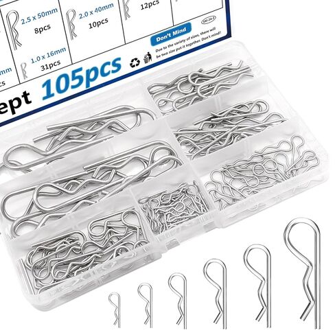 200 قطعة من دبابيس كوتر 13 قيمة R-Pins ومجموعة متنوعة من دبابيس كوتر 304 دبابيس كوتر من الفولاذ المقاوم للصدأ مشبك دبوس كوتر للجرار يستخدم لنظام قفل دبوس الربط والشاحنات ودبوس أجهزة المحرك in Kuwait