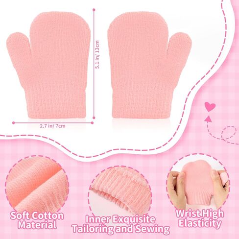 3 Set Winter Knit Beanies Gloves for Boys Girls Warm Hat with Soft Pom for 6-24 Months Baby Toddler Children in Saudi Arabia