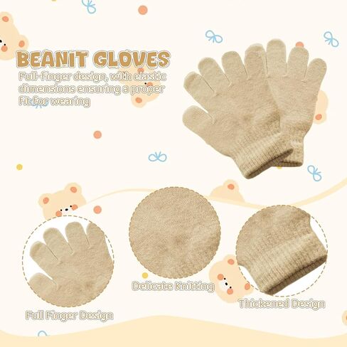 Kids Winter Hat Scarf Gloves Set Children Warm Knit Fleece Lined Pompom Hat Thick Beanie Hats Gloves for Girls Boys in Kuwait