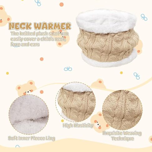 Kids Winter Hat Scarf Gloves Set Children Warm Knit Fleece Lined Pompom Hat Thick Beanie Hats Gloves for Girls Boys in Kuwait