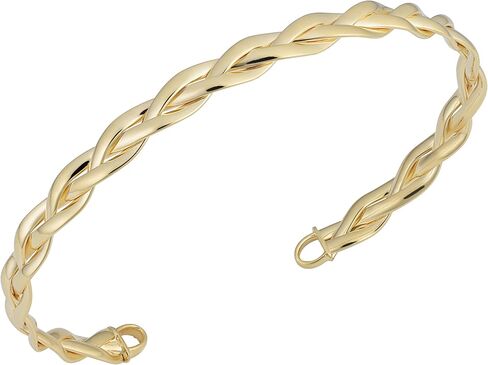 Kooljewelry 14k Gold Braided Cuff Bangle Bracelet in Saudi Arabia