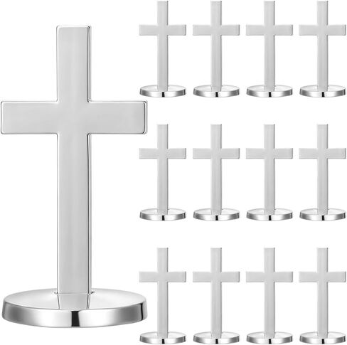 Otoolling 12 Pcs Christian Metal Mini Cross with Stand Bulk 2.36 Inch Tiny Cross for Church Prayer Baptism Favors Mini Christian Religious Gift for Table Centerpieces Christmas Home Decor(Gold) in Saudi Arabia