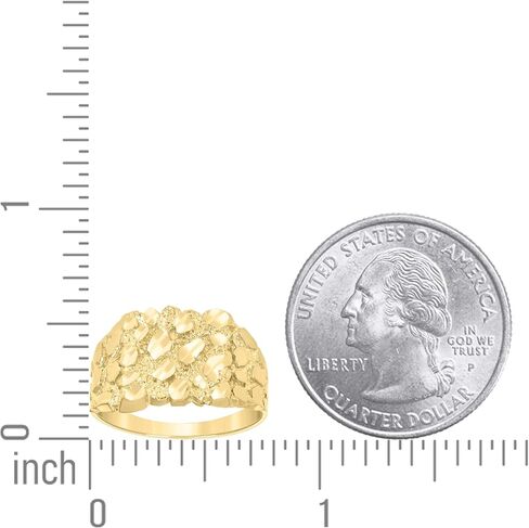 Jewels By Lux 10kt Yellow Gold Unisex Diamond-cut Nugget Fashion Bridal Anniversary Wedding Engagement Band Ring in Saudi Arabia