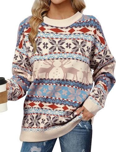 SUPEYA Santa Christmas Sweaters for Women Ugly Christmas Sweater Embroidered Santa Sweatshirt Xmas Knitted Pullover Tops in Kuwait