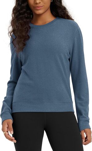 ODODOS Women's Stretch Fleece Long Sleeve Sweatshirts – Ultra-Soft Cozy Warm Crewneck Pullover Tops in Saudi Arabia