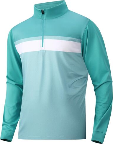 Damipow Mens Quarter Zip Pullover Golf Shirts Long Sleeve Zipper Sweatshirt Dry Fit Polo Outdoor Running Shirts for Men in Saudi Arabia