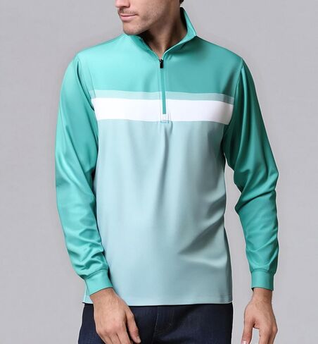 Damipow Mens Quarter Zip Pullover Golf Shirts Long Sleeve Zipper Sweatshirt Dry Fit Polo Outdoor Running Shirts for Men in Saudi Arabia