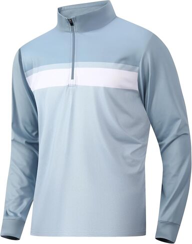 Damipow Mens Quarter Zip Pullover Golf Shirts Long Sleeve Zipper Sweatshirt Dry Fit Polo Outdoor Running Shirts for Men in Saudi Arabia