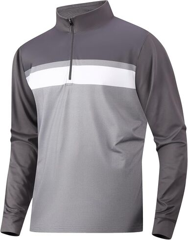 Damipow Mens Quarter Zip Pullover Golf Shirts Long Sleeve Zipper Sweatshirt Dry Fit Polo Outdoor Running Shirts for Men in Saudi Arabia