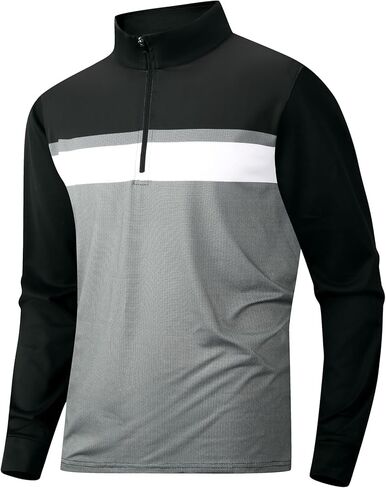 Damipow Mens Quarter Zip Pullover Golf Shirts Long Sleeve Zipper Sweatshirt Dry Fit Polo Outdoor Running Shirts for Men in Saudi Arabia