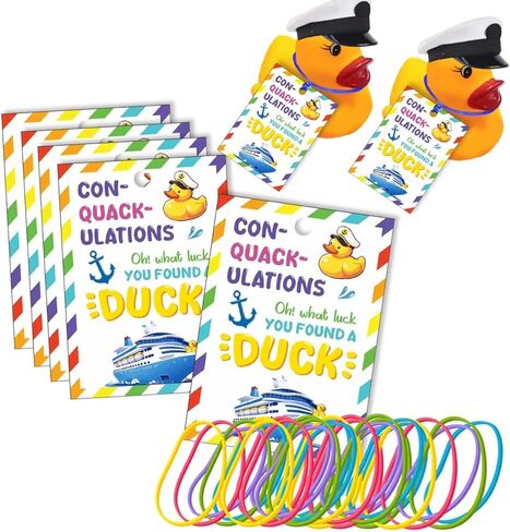 Duck Tags, PassPort Cruising Duck Tags, Ducking Games Card, 35 Pack Cruising Tags, 35 Rubber Bands, Hole Punch & Fold Cruise Duck Tags - ConQuackulations in Kuwait