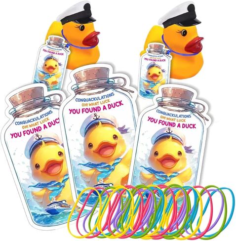 Duck Tags, PassPort Cruising Duck Tags, Ducking Games Card, 35 Pack Cruising Tags, 35 Rubber Bands, Hole Punch & Fold Cruise Duck Tags - ConQuackulations in Kuwait
