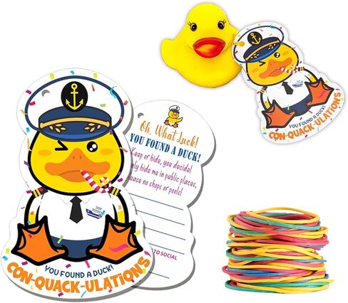 Duck Tags, PassPort Cruising Duck Tags, Ducking Games Card, 35 Pack Cruising Tags, 35 Rubber Bands, Hole Punch & Fold Cruise Duck Tags - ConQuackulations in Kuwait