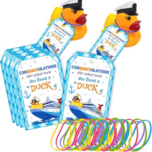 Duck Tags, PassPort Cruising Duck Tags, Ducking Games Card, 35 Pack Cruising Tags, 35 Rubber Bands, Hole Punch & Fold Cruise Duck Tags - ConQuackulations in Kuwait
