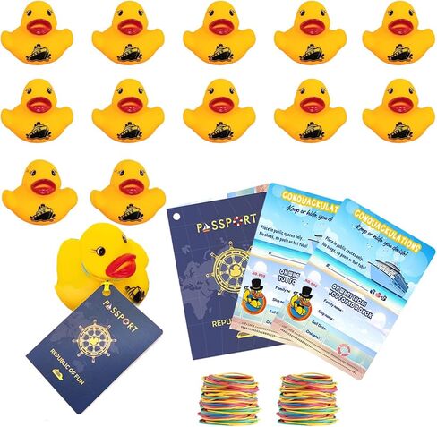 Duck Tags, PassPort Cruising Duck Tags, Ducking Games Card, 35 Pack Cruising Tags, 35 Rubber Bands, Hole Punch & Fold Cruise Duck Tags - ConQuackulations in Kuwait