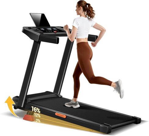 CURSOR FITNESS Home Folding Treadmill with Pulse Sensor, 2.5 HP Quiet Brushless, 7.5 MPH, 265 LBS Capacity in Kuwait