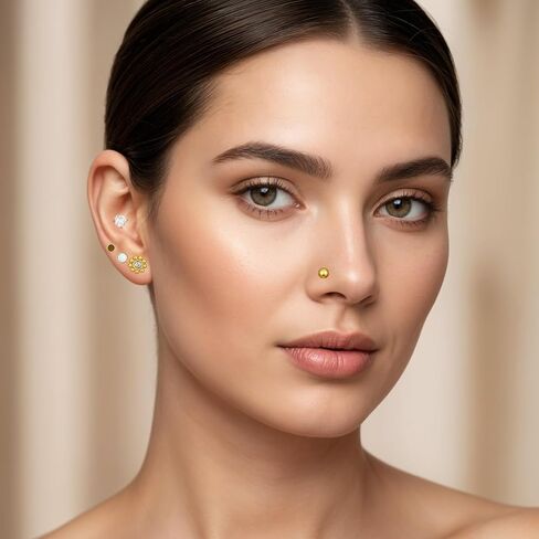 32Pcs Flat Back Nose Stud Earrings for Women Set Surgical Steel Internal Thread Tragus Earring Gold Tragus Piercing Jewelry Nose Rings Studs for Ear Cartilage Helix With Piercing Ball Grabber Tool in Saudi Arabia