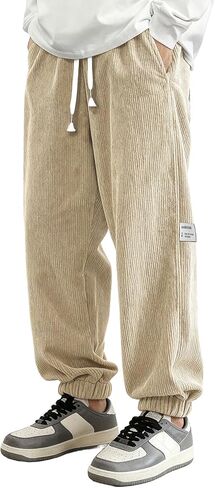 Men's Corduroy Joggers with Elastic Waist & Drawstring - Tapered Casual Pants Comfort Fit​ in Saudi Arabia