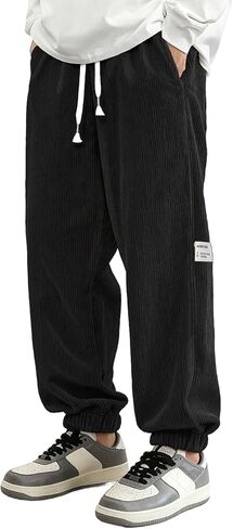 Men's Corduroy Joggers with Elastic Waist & Drawstring - Tapered Casual Pants Comfort Fit​ in Saudi Arabia