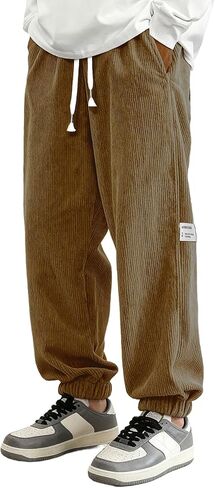 Men's Corduroy Joggers with Elastic Waist & Drawstring - Tapered Casual Pants Comfort Fit​ in Saudi Arabia