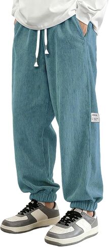 Men's Corduroy Joggers with Elastic Waist & Drawstring - Tapered Casual Pants Comfort Fit​ in Saudi Arabia