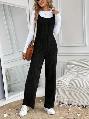 Jumpsuits for Women Dressy Casual Summer Sleeveless Rib Knit Wide Leg Jumper Romper One Piece Outfits in Saudi Arabia