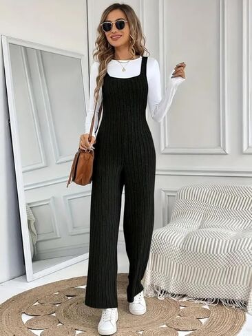 Jumpsuits for Women Dressy Casual Summer Sleeveless Rib Knit Wide Leg Jumper Romper One Piece Outfits in Saudi Arabia