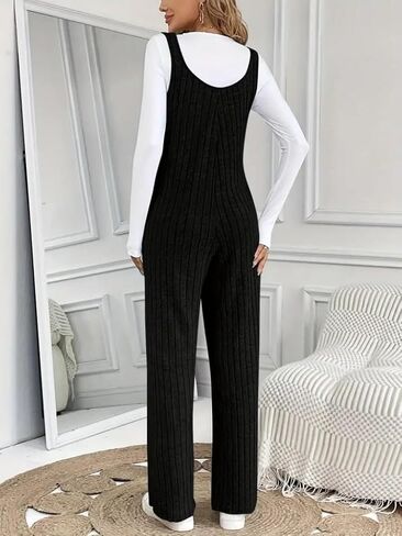 Jumpsuits for Women Dressy Casual Summer Sleeveless Rib Knit Wide Leg Jumper Romper One Piece Outfits in Saudi Arabia