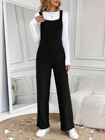 Jumpsuits for Women Dressy Casual Summer Sleeveless Rib Knit Wide Leg Jumper Romper One Piece Outfits in Saudi Arabia